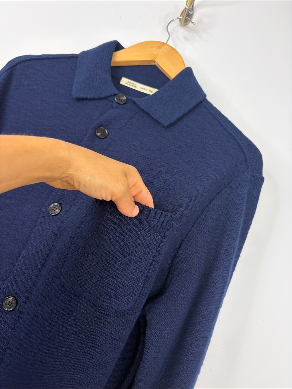 Maurizio Baldassari Sweater Mens 52 US Large Navy Blue Cotton Knit Cardigan Polo - Picture 6 of 14